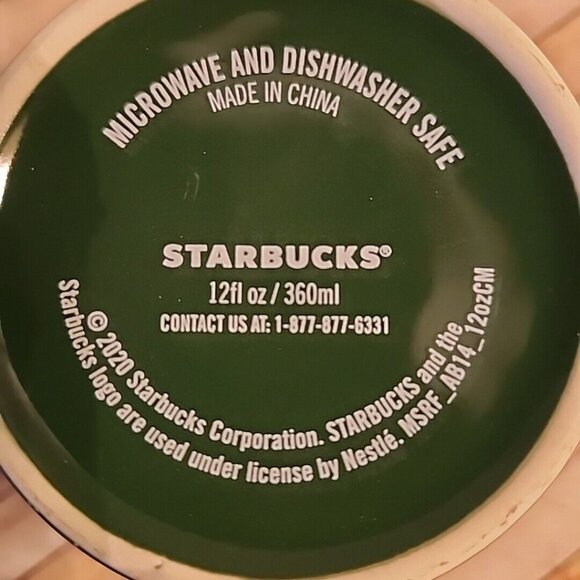 STARBUCKS Mermaid Logo Green Swirl Design Ceramic Coffee Mug 12oz 2020 - Picture 9 of 9